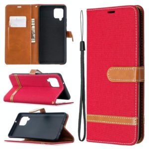 For Samsung Galaxy A42 5G Color Matching Denim Texture Horizontal Flip Leather Case with Holder & Card Slots & Wallet & Lanyard(Red) (OEM)