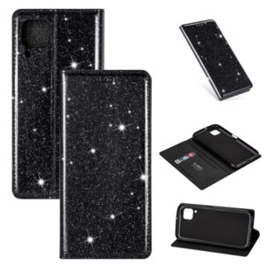 For Huawei P40 Lite Ultrathin Glitter Magnetic Horizontal Flip Leather Case with Holder & Card Slots(Black) (OEM)
