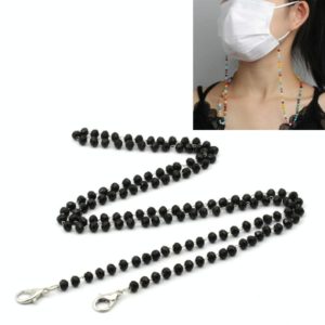 Mask Lanyard Handmade Crystal Bead Chain Anti-Drop Hanging Glasses Chain, Color:Black (OEM)