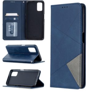 For Oppo A72 / A52 / A92 Rhombus Texture Horizontal Flip Magnetic Leather Case with Holder & Card Slots(Blue) (OEM)