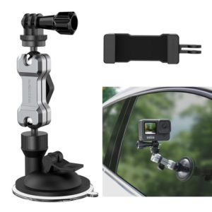 Sunnylife TY-Q9415 Aluminum Alloy Phone Holder Car Suction Cup Bracket Holder for GoPro Hero11 Black / HERO10 Black /9 Black /8 Black /7 /6 /5 /5 Session /4 Session /4 /3+ /3 /2 /1, DJI Osmo Action and Other Action Cameras, Colour: Bracket + Mobile Phone (OEM)