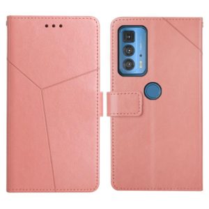 For Motorola Edge 20 Pro Y Stitching Horizontal Flip Leather Phone Case with Holder & Card Slots & Wallet & Photo Frame(Rose Gold) (OEM)