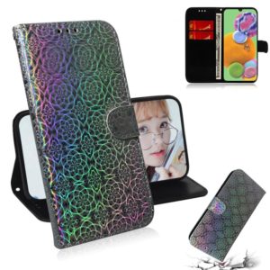 For Galaxy A90 5G Solid Color Colorful Magnetic Buckle Horizontal Flip PU Leather Case with Holder & Card Slots & Wallet & Lanyard(Silver) (OEM)