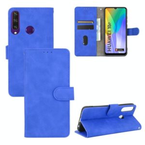 For Huawei Y6p Solid Color Skin Feel Magnetic Buckle Horizontal Flip Calf Texture PU Leather Case with Holder & Card Slots & Wallet(Blue) (OEM)