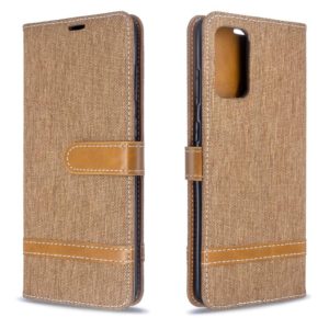 For Galaxy S20+ Color Matching Denim Texture Horizontal Flip PU Leather Case with Holder & Card Slots & Wallet & Lanyard(Brown) (OEM)