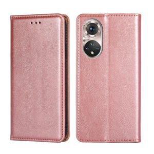 For Honor 50 Pro Gloss Oil Solid Color Magnetic Leather Phone Case(Rose Gold) (OEM)