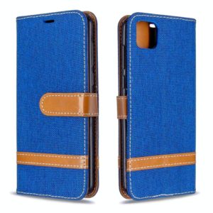 For Huawei Y5P / Honor 9S Color Matching Denim Texture Horizontal Flip Leather Case with Holder & Card Slots & Wallet & Lanyard(Royal Blue) (OEM)