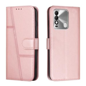 For Tecno Spark 8 Stitching Calf Texture Buckle Leather Phone Case(Pink) (OEM)