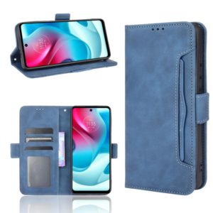 For Motorola Moto G60S Skin Feel Calf Pattern Horizontal Flip Leather Case with Holder & Card Slots & Photo Frame(Blue) (OEM)