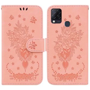 For Infinix Hot 10s / Hot 10T Butterfly Rose Embossed Leather Phone Case(Pink) (OEM)