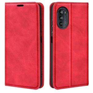 For Motorola Moto G52J 5G Retro-skin Magnetic Suction Flip Leather Phone Case(Red) (OEM)