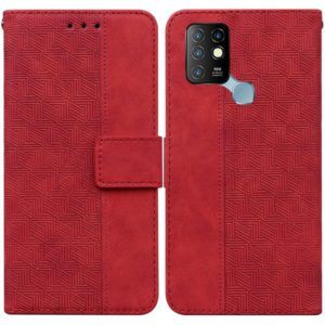 For Infinix Hot 10 X682 Geometric Embossed Leather Phone Case(Red) (OEM)