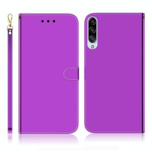 For Galaxy A90 5G Imitated Mirror Surface Horizontal Flip Leather Case with Holder & Card Slots & Wallet & Lanyard(Purple) (OEM)