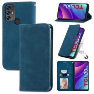 For TCL 30 SE Retro Skin Feel Magnetic Horizontal Flip Leather Phone Case(Blue) (OEM)