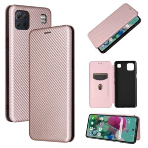 For LG K92 5G Carbon Fiber Texture Horizontal Flip TPU + PC + PU Leather Case with Card Slot(Pink) (OEM)