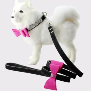 Flocking Diamond Studded Bowknot Pet Collar Dog Collar Pet Products, Size: S, 1.5 * 37cm(Black) (OEM)