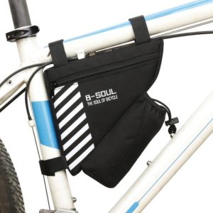 B-soul Bicycle Bags With Water Bottle Triangle Pouch Solid Cycling Front Tube Frame Bag Pocket, Size:20.5*18*5cm(Black) (OEM)