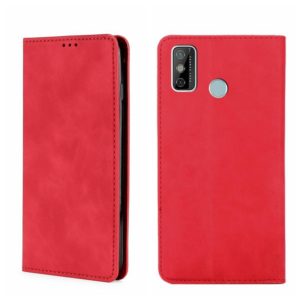 For Tecno Spark 6 Go Skin Feel Magnetic Horizontal Flip Leather Phone Case(Red) (OEM)