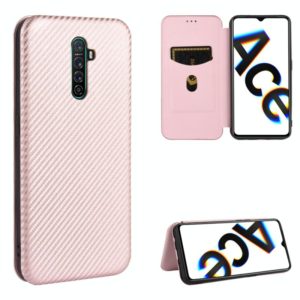 For OPPO Rnoe Ace Carbon Fiber Texture Horizontal Flip TPU + PC + PU Leather Case with Card Slot(Pink) (OEM)