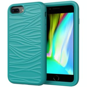 For iPhone SE 2022 / SE 2020 Wave Pattern 3 in 1 Silicone+PC Shockproof Protective Case(Dark Sea Green) (OEM)