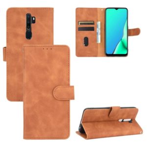 For OPPO A9 (2020) / A11 / A11X / A5 (2020) Solid Color Skin Feel Magnetic Buckle Horizontal Flip Calf Texture PU Leather Case with Holder & Card Slots & Wallet(Brown) (OEM)