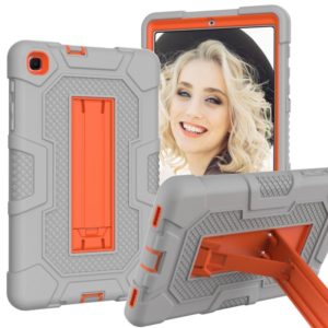 For Samsung Galaxy Tab A 8.4 (2020) / T307 Contrast Color Robot Shockproof Silicone + PC Protective Case with Holder(Grey Orange) (OEM)