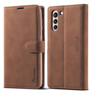 For Samsung Galaxy S21+ 5G Forwenw F1 Series Matte Strong Magnetism Horizontal Flip Leather Case with Holder & Card Slots & Wallet & Photo Frame(Brown) (Forwenw) (OEM)