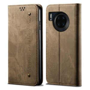 For Huawei Mate 30 Denim Texture Casual Style Horizontal Flip Leather Case with Holder & Card Slots & Wallet(Khaki) (OEM)