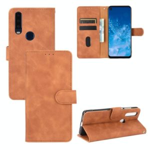 For Motorola Moto P40 Power / One Action Solid Color Skin Feel Magnetic Buckle Horizontal Flip Calf Texture PU Leather Case with Holder & Card Slots & Wallet(Brown) (OEM)