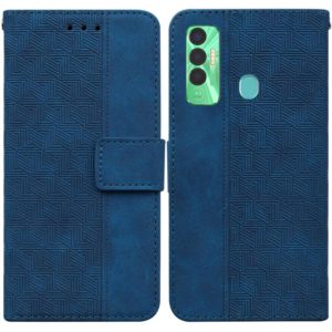 For Tecno Spark 7P Geometric Embossed Leather Phone Case(Blue) (OEM)