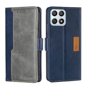 For Honor X30i Contrast Color Side Buckle Leather Phone Case(Blue + Grey) (OEM)