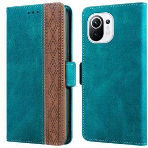 For Xiaomi Mi 11 Lite Stitching Side-Magnetic RFID Leather Phone Case(Dark Green) (OEM)