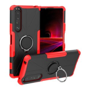 For Sony Xperia 1 III Armor Bear Shockproof PC + TPU Protective Case with Ring Holder(Red) (OEM)