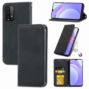 For Xiaomi Redmi Note 9 4G Retro Skin Feel Business Magnetic Horizontal Flip Leather Case with Holder & Card Slots & Wallet & Photo Frame(Black) (OEM)