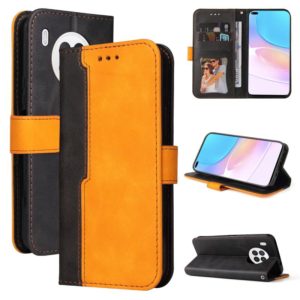 For Huawei nova 8i / Honor 50 Lite 5G Business Stitching-Color Horizontal Flip PU Leather Phone Case(Orange) (OEM)