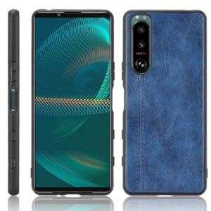For Sony Xperia 5 III Shockproof Sewing Cow Pattern Skin PC + PU + TPU Case(Blue) (OEM)