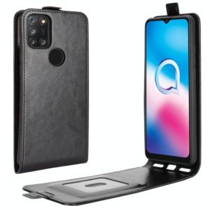 For Alcatel 3X 2020 R64 Texture Single Vertical Flip Leather Protective Case with Card Slots & Photo Frame(Black) (OEM)