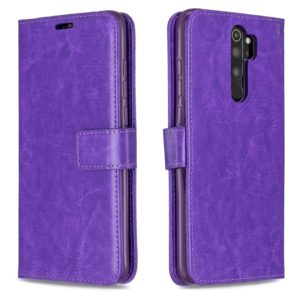 For Xiaomi Redmi Note 8 Pro Crazy Horse Texture Horizontal Flip Leather Case with Holder & Card Slots & Wallet & Photo Frame(Purple) (OEM)