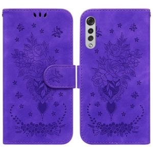 For LG Velvet / G9 5G / 4G Butterfly Rose Embossed Leather Phone Case(Purple) (OEM)