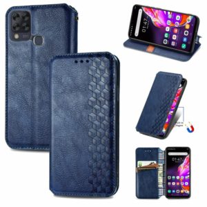 For Infinix Hot 10T Cubic Grid Pressed Horizontal Flip Magnetic PU Leather Case with Holder & Card Slots & Wallet(Blue) (OEM)