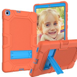 For Samsung Galaxy Tab A 10.1 (2019) / T510 Contrast Color Robot Shockproof Silicone + PC Protective Case with Holder(Orange Blue) (OEM)
