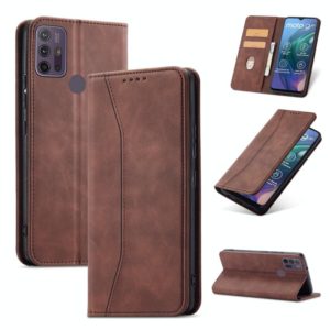 For Motorola Moto G10 / G20 Magnetic Dual-fold Leather Phone Case(Coffee) (OEM)