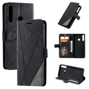 For Huawei P40 Lite E / Y7p / Honor 9C Skin Feel Splicing Horizontal Flip Leather Case with Holder & Card Slots & Wallet & Photo Frame(Black) (OEM)