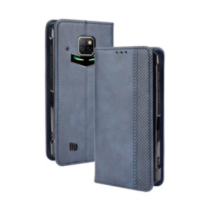For Doogee S88 Plus / S88 Pro Magnetic Buckle Retro Crazy Horse Texture Horizontal Flip Leather Case with Holder & Card Slots & Photo Frame(Blue) (OEM)