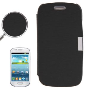 Brushed Texture Horizontal Flip Magnetic Buckle Leather Protective Case for Galaxy SIII mini / i8190(Black) (OEM)