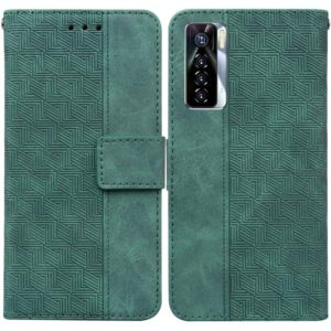 For Tecno Camon 17 Pro Geometric Embossed Leather Phone Case(Green) (OEM)