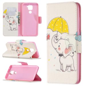 For Xiaomi Redmi Note 9 Colored Drawing Pattern Horizontal Flip Leather Case with Holder & Card Slots & Wallet(Elephant) (OEM)