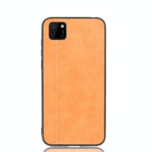 For Huawei Y5p Shockproof Sewing Cow Pattern Skin PC + PU + TPU Case(Orange) (OEM)