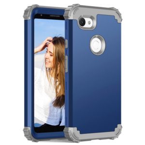 For Google Pixel 3a 3 in 1 Shockproof PC + Silicone Protective Case(Navy Blue + Grey) (OEM)