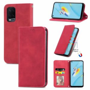 For OPPO A54 4G Retro Skin Feel Business Magnetic Horizontal Flip Leather Case With Holder & Card Slots & Wallet & Photo Frame(Red) (OEM)